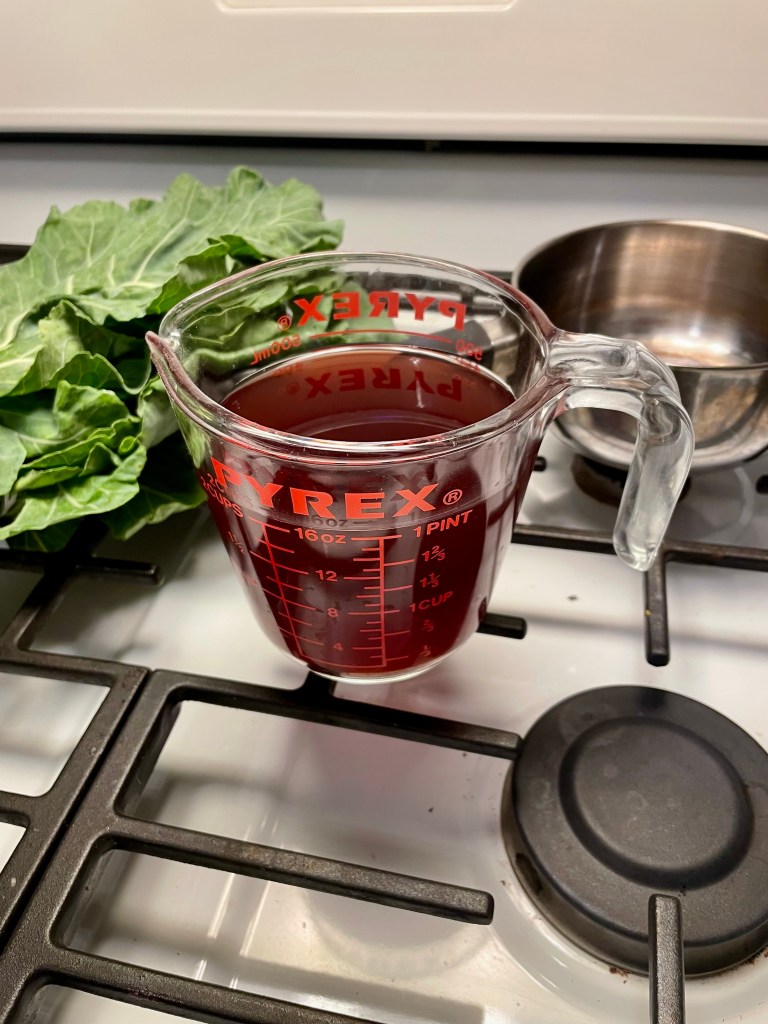 This is 2 cups of my finished vegetable stock. Ready for use in cooking.